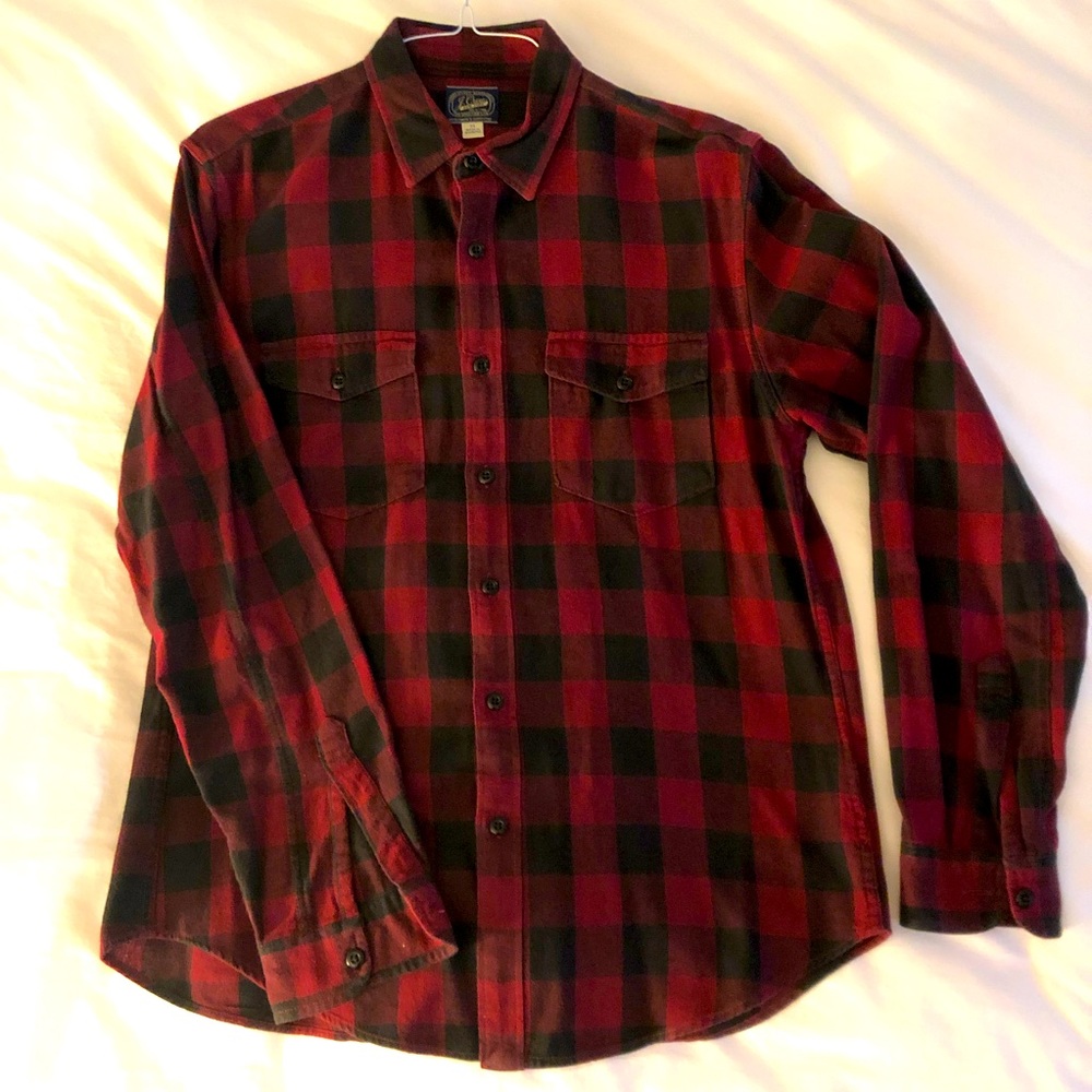 J.Crew Men’s Red Buffalo Print Plaid Long Sleeve Button Down, Medium